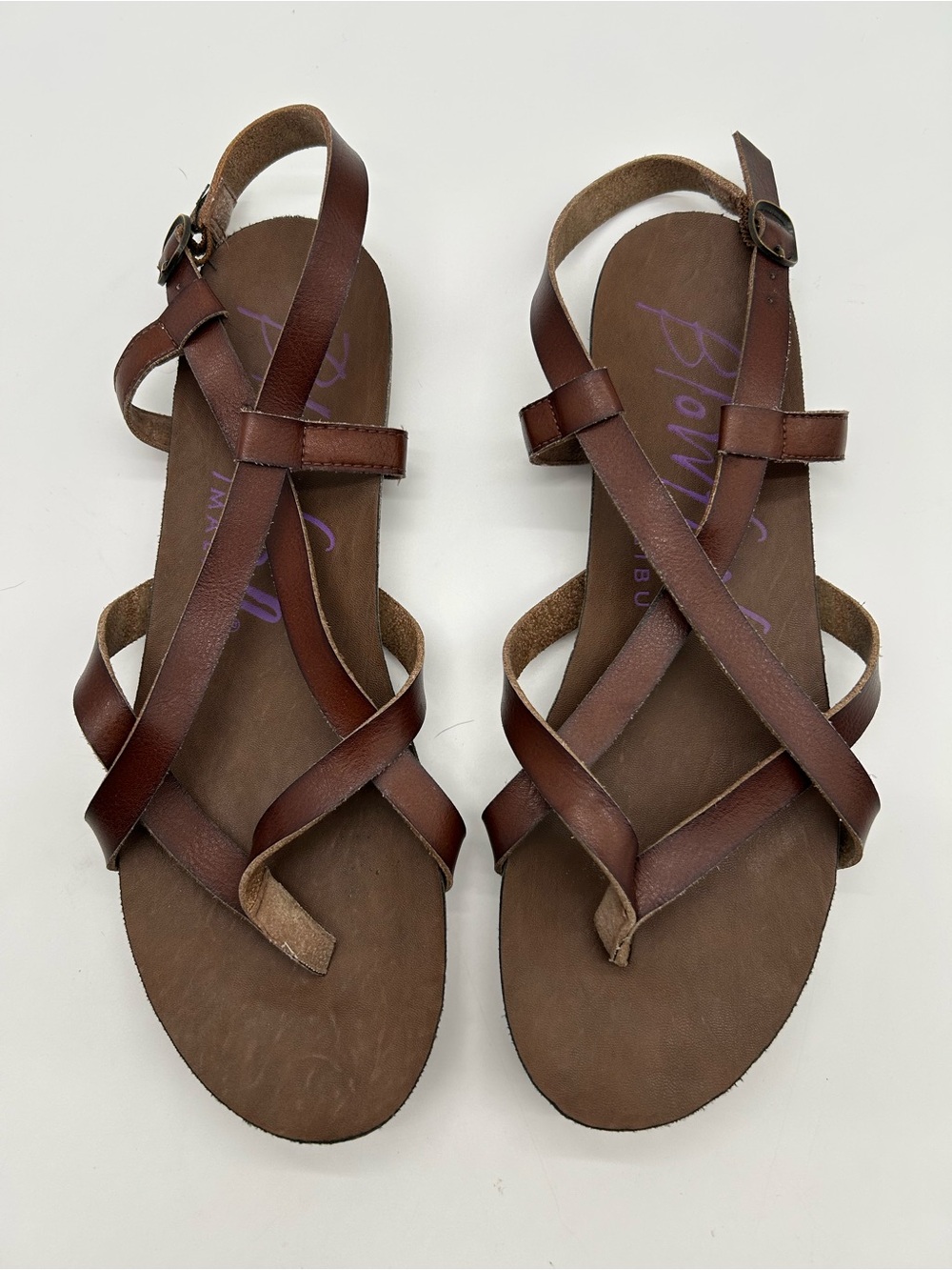 Blowfish Malibu Brown Leather Strappy Women’s Sandals size 9